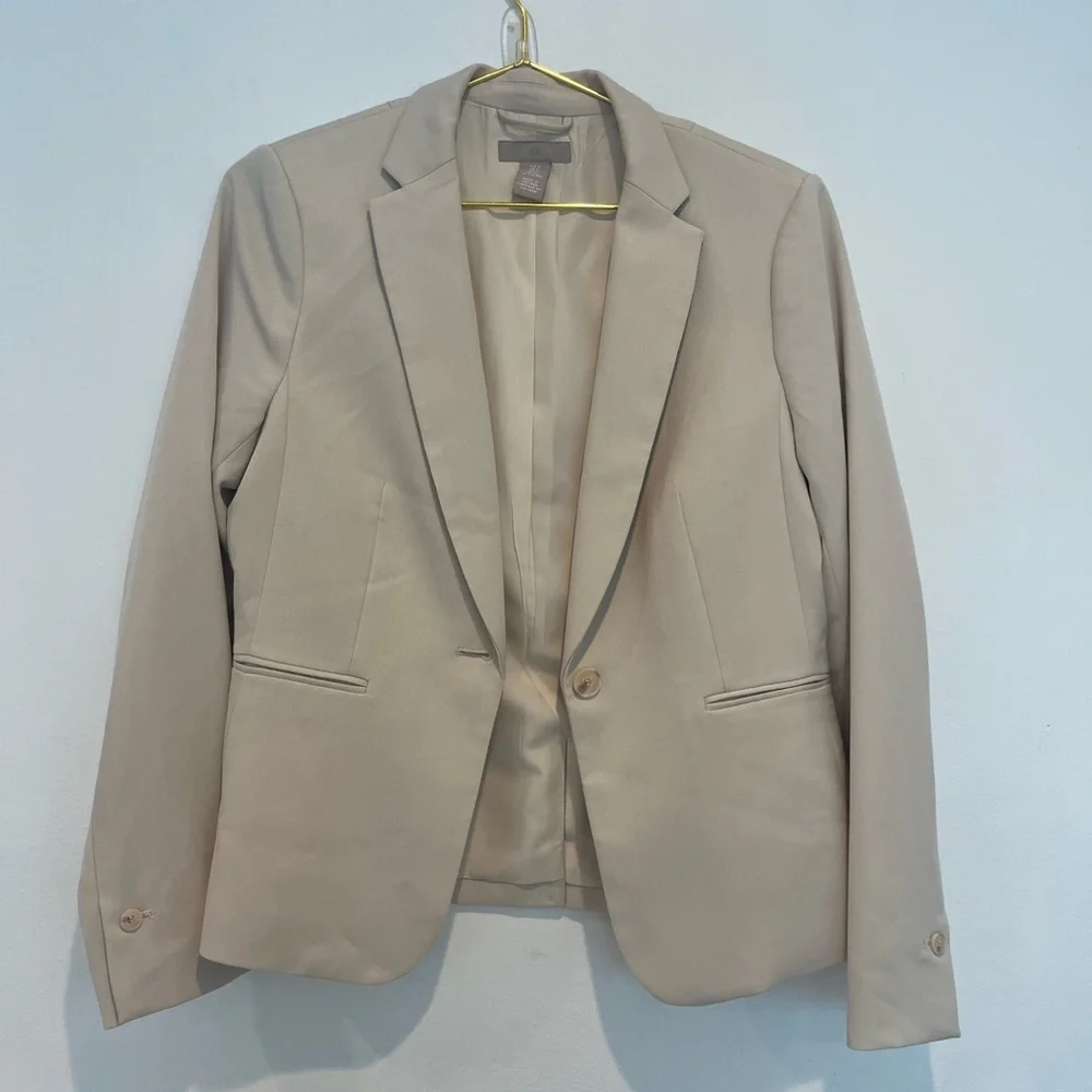 H&M Women’s Fitted Blazer Tan Size Small - Picture 6 of 7